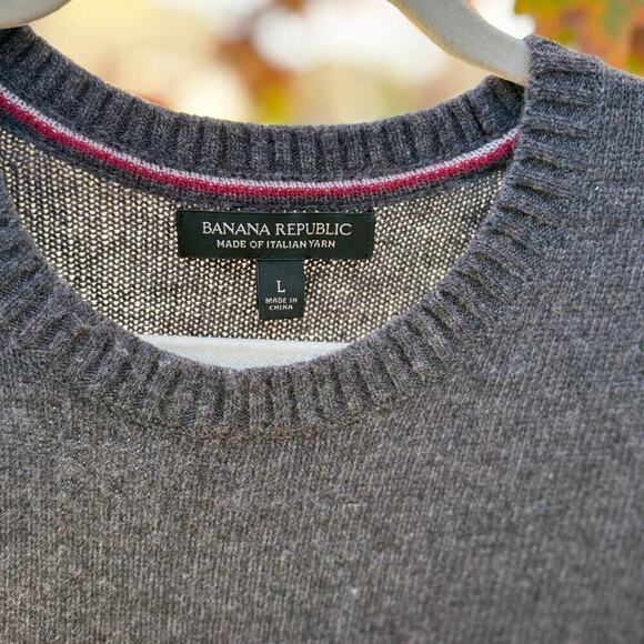 Marino Wool Maroon Grey Sweater Men Large Banana Republic​ GORPCORE - Picture 4 of 11